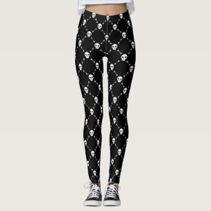 Leggings empreinte crâne noir blanc