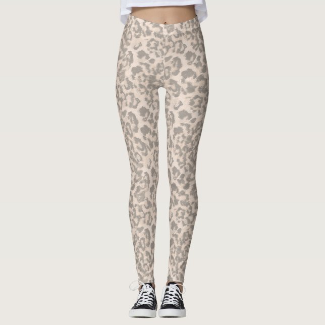 Leggings Empreinte de léopard beige. (Devant)