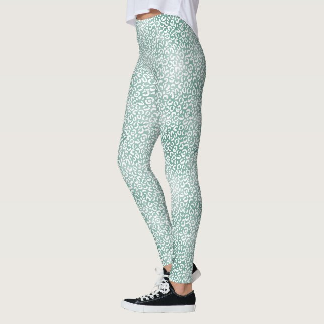 Leggings Empreinte de léopard blanc à la menthe (Gauche)