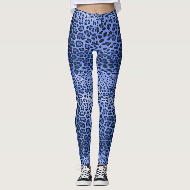 Leggings Empreinte de léopard bleu (Devant)