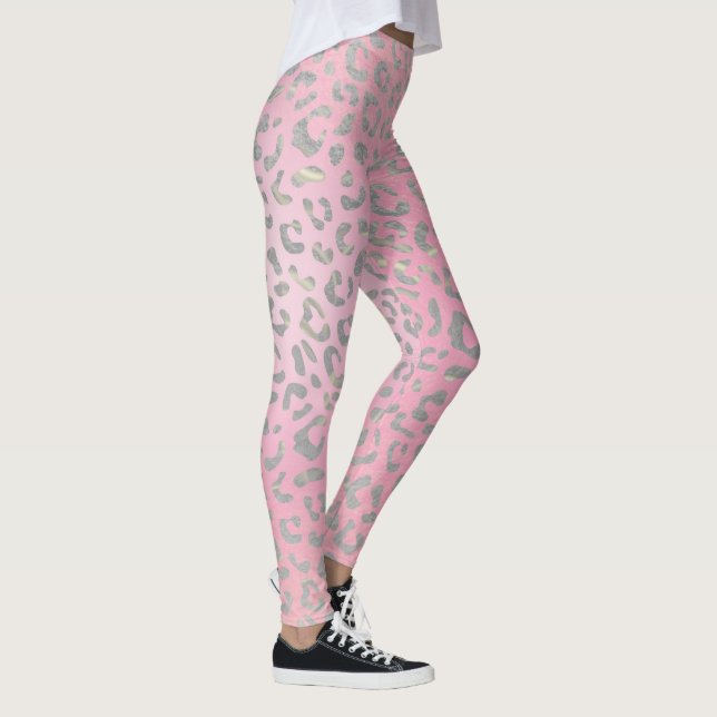 Leggings Empreinte de léopard d'argent Pastel Pink (Droite)