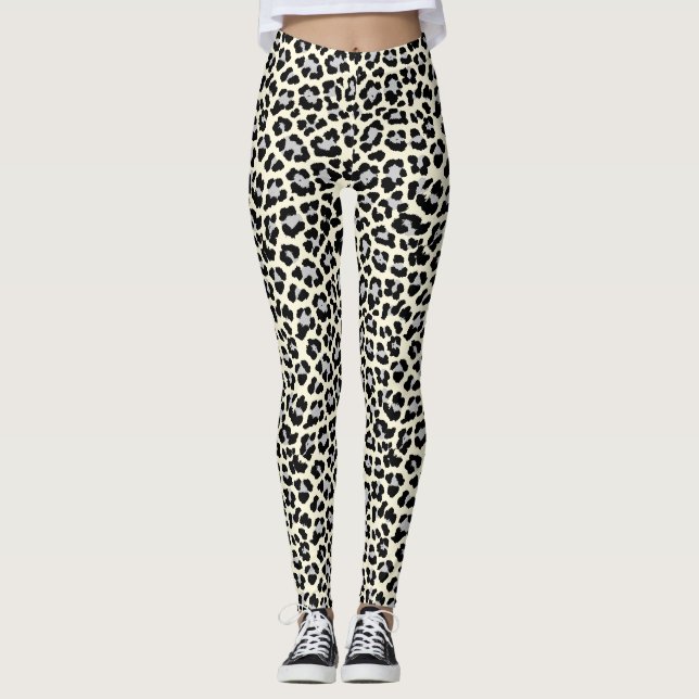 Leggings empreinte de léopard de neige inspiré des années 1 (Devant)