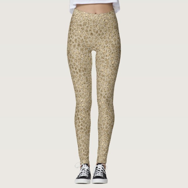 Leggings Empreinte de léopard de Parties scintillant d'or a (Devant)
