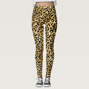 Leggings Empreinte de léopard d'or noir Cheetah Animal Tren