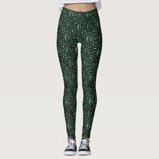 Leggings Empreinte de léopard Emerald Green (Devant)