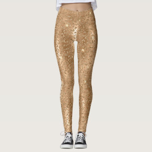 Leggings Empreinte de léopard Gold Glam Parties scintillant