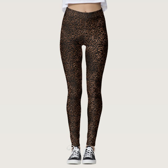 Leggings Empreinte de léopard noir Brown Glam (Devant)