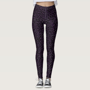 Leggings Empreinte de léopard noir violet chic