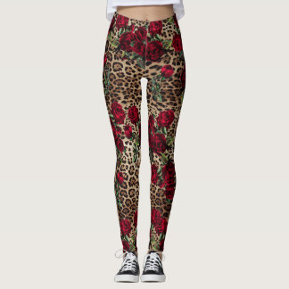 Leggings Empreinte de léopard Red Roses