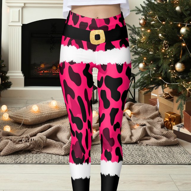 Leggings Empreinte de léopard rose Noël Costume de Noël (Créateur téléchargé)