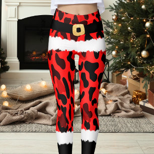 Leggings Empreinte de léopard rouge Noël costume du Père No