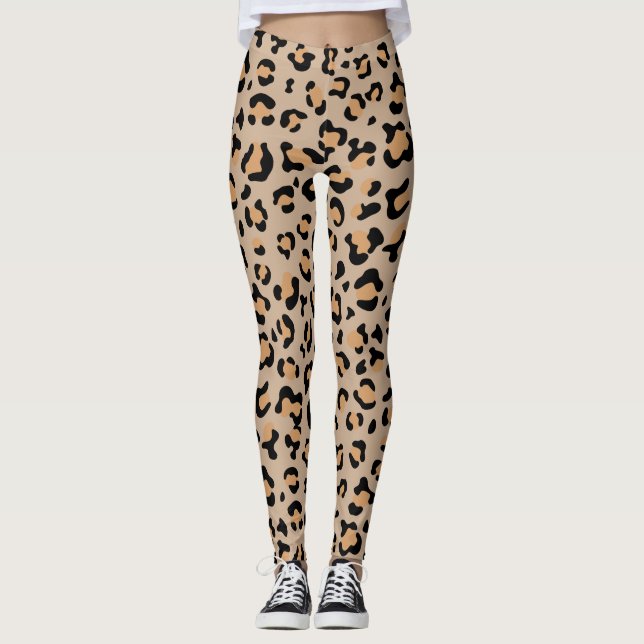 Leggings Empreinte de léopard, Spots de léopard, Leopard Br (Devant)