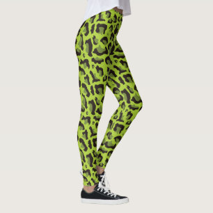 Leggings Empreinte de léopard vert au néon