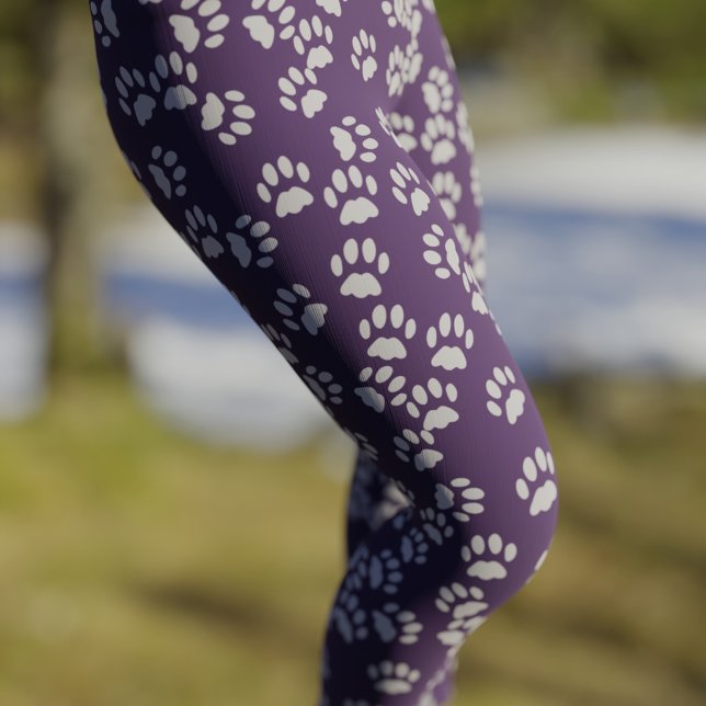 Leggings Empreinte de patte animal Motif Jambes violettes e (My cat would love these)