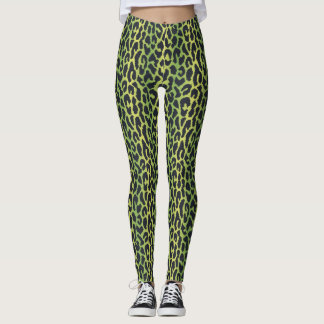 Leggings Empreintes de léopard en vert Jungle