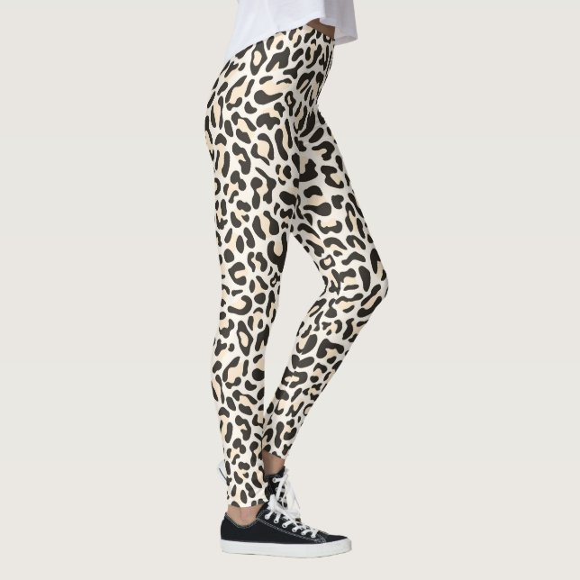 Leggings Empreintes de léopard rose clair et noir (Droite)