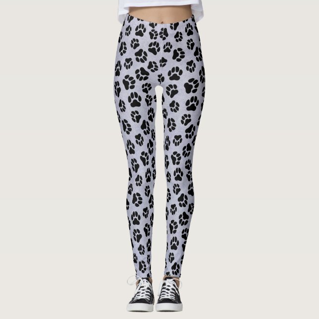 Leggings Empreintes de pattes bleus et noirs (Devant)