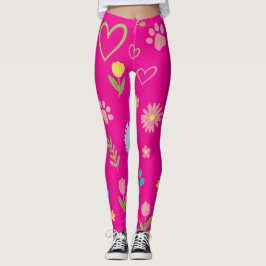 Leggings Empreintes de pattes floraux