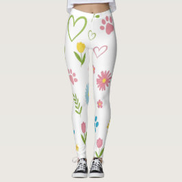 Leggings Empreintes de pattes floraux