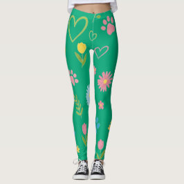 Leggings Empreintes de pattes floraux