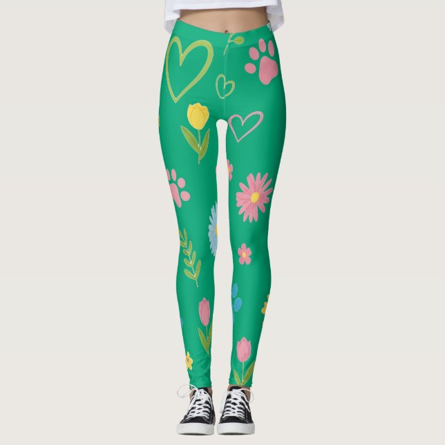 Leggings Empreintes de pattes floraux (Devant)