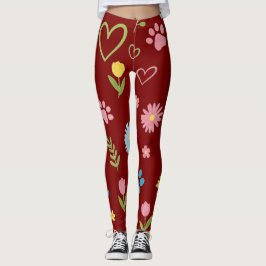 Leggings Empreintes de pattes floraux