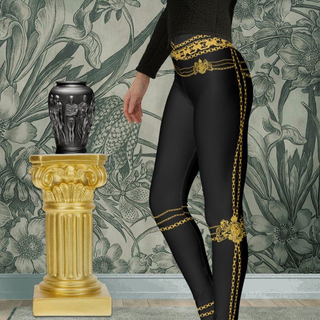 Leggings Empress Chaînes Noir & Or (Créateur téléchargé)