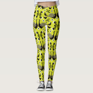 Leggings en art populaire de paon oiseau
