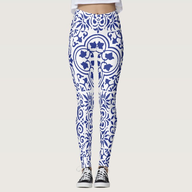 Leggings en carreaux bleus mexicains (Devant)