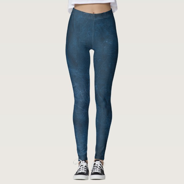 Leggings en cuir bleu désossé (Devant)