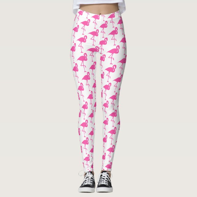 Leggings en Flamant rose rose et blanc (Devant)
