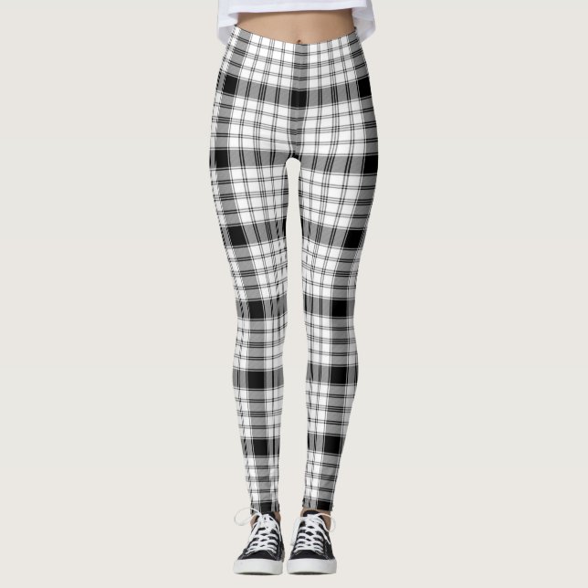 leggings en plaid marron et blanc Leggings (Devant)