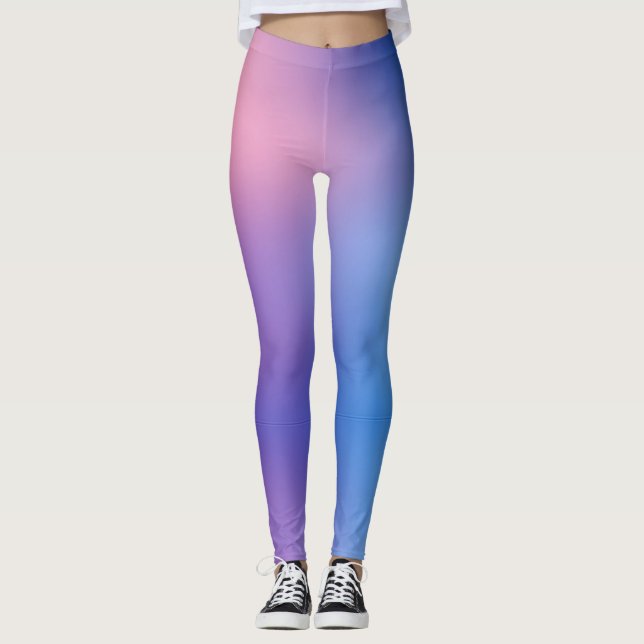 Leggings en spandex/polyester violet/rose/bleu. (Devant)