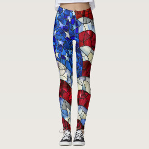 Leggings en verre à drapeau américain