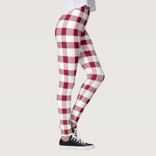 Leggings en vichy Élégant Motif de Noël Rouge Blanc (Droite)
