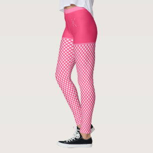 Leggings en vichy Imprimer rose blanc monogramme personnali