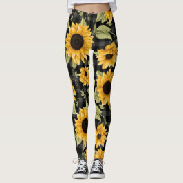 Leggings en vichy Motif tournesol