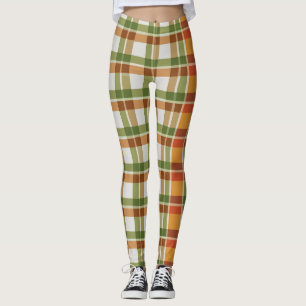 Leggings En vichy vert orange