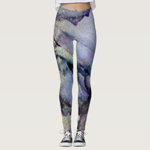 Leggings Encre Abstraite d'alcool brillant violet Turquoise