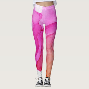 Leggings Encre Cloud Swirl Abstrait tendance rose chaud Pea
