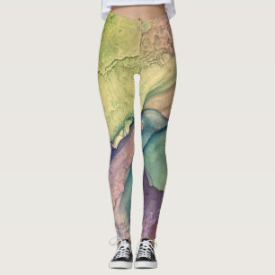 Leggings Encre d'alcool texturée colorée Liquide Art Abstra