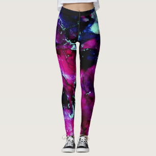 Leggings Encre d'alcool violette Galaxy Abstraite