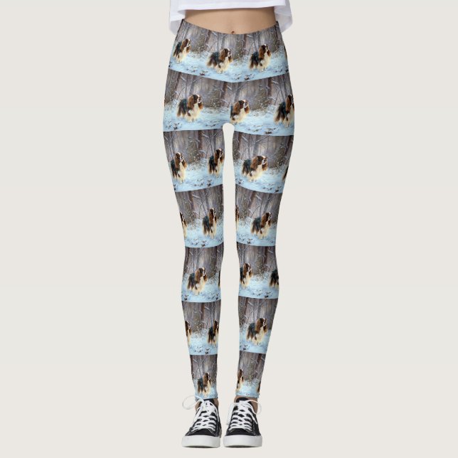 Leggings English Toy Spaniel Laisser Neige Noël (Devant)