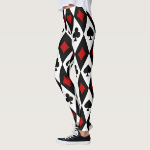 Leggings Enseigne de Casino Harlequin Carreau Noir Rouge Bl