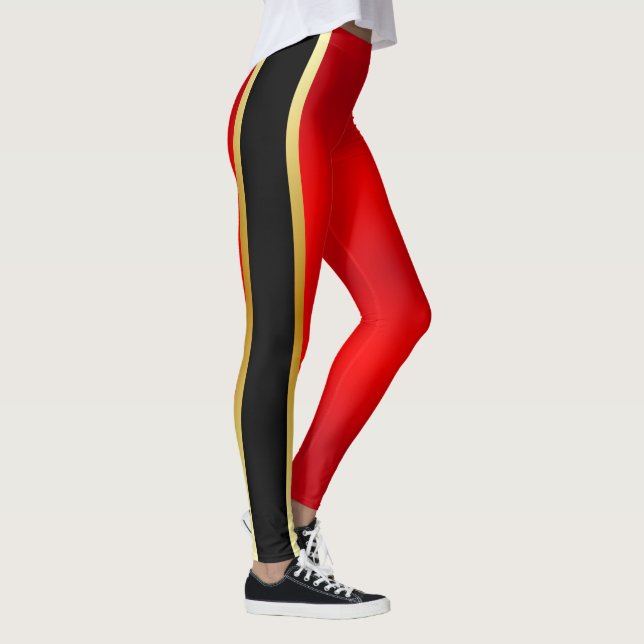 Leggings Entraînement aérobie rouge noir et or (Droite)