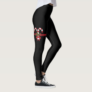 Leggings Enveloppement Festif Sucre de canne Bow sur noir