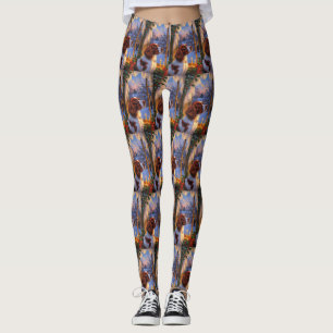Leggings Épagneul breton avec lumières de Noël vacances 