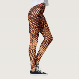 Leggings Épais rayures croisées en orange avec ombre
