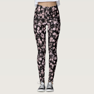 Leggings Éparcelles de perles roses et blanches sur velours