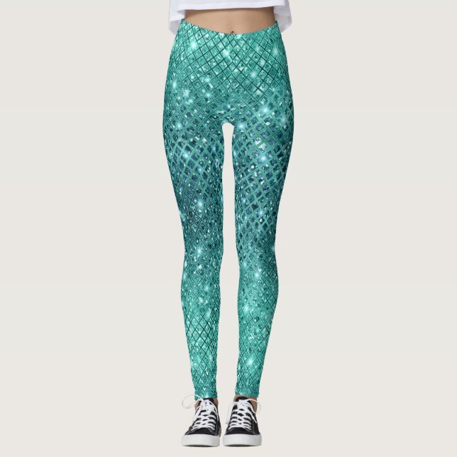 Leggings Éperche verte Turquoise Aqua (Devant)